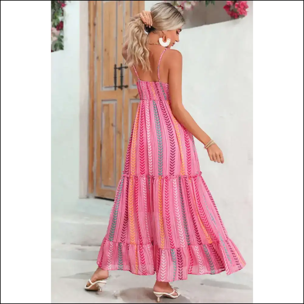 Chic Pink Boho Maxi Dress: Tassel Tie of Doom (to Boredom!) 💀 Needful Things - Dresses on Sale Worldwide Shipping