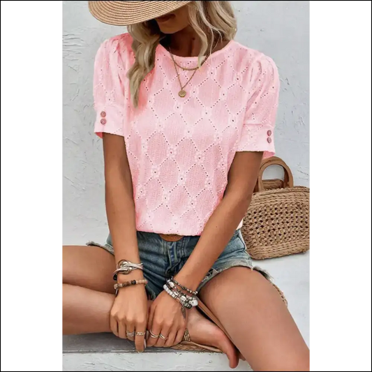 Chic Pink Embroidered Floral? oh Honey Yes - s - Blouses on Sale Worldwide Shipping