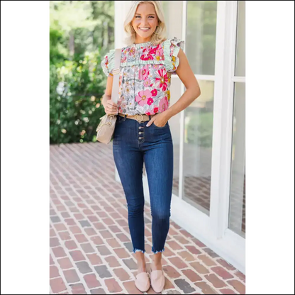 Chic Pink Floral Blouse your Closet Needs - Blouses on Sale Worldwide Shipping