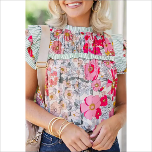 Chic Pink Floral Blouse your Closet Needs - s - Blouses on Sale Worldwide Shipping