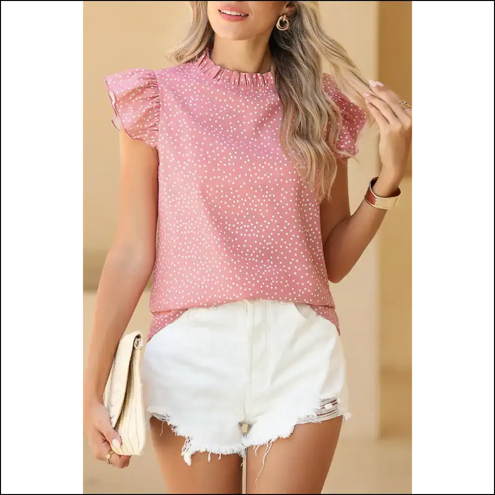 Chic Pink Polka Dot: Needful Things’ Fabulous Sleeveless Top 💖 - s - Shirts Tank Tops on Sale Worldwide Shipping