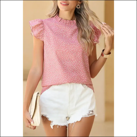 Chic Pink Polka Dot: Needful Things’ Fabulous Sleeveless Top 💖 - s - Shirts Tank Tops on Sale Worldwide Shipping