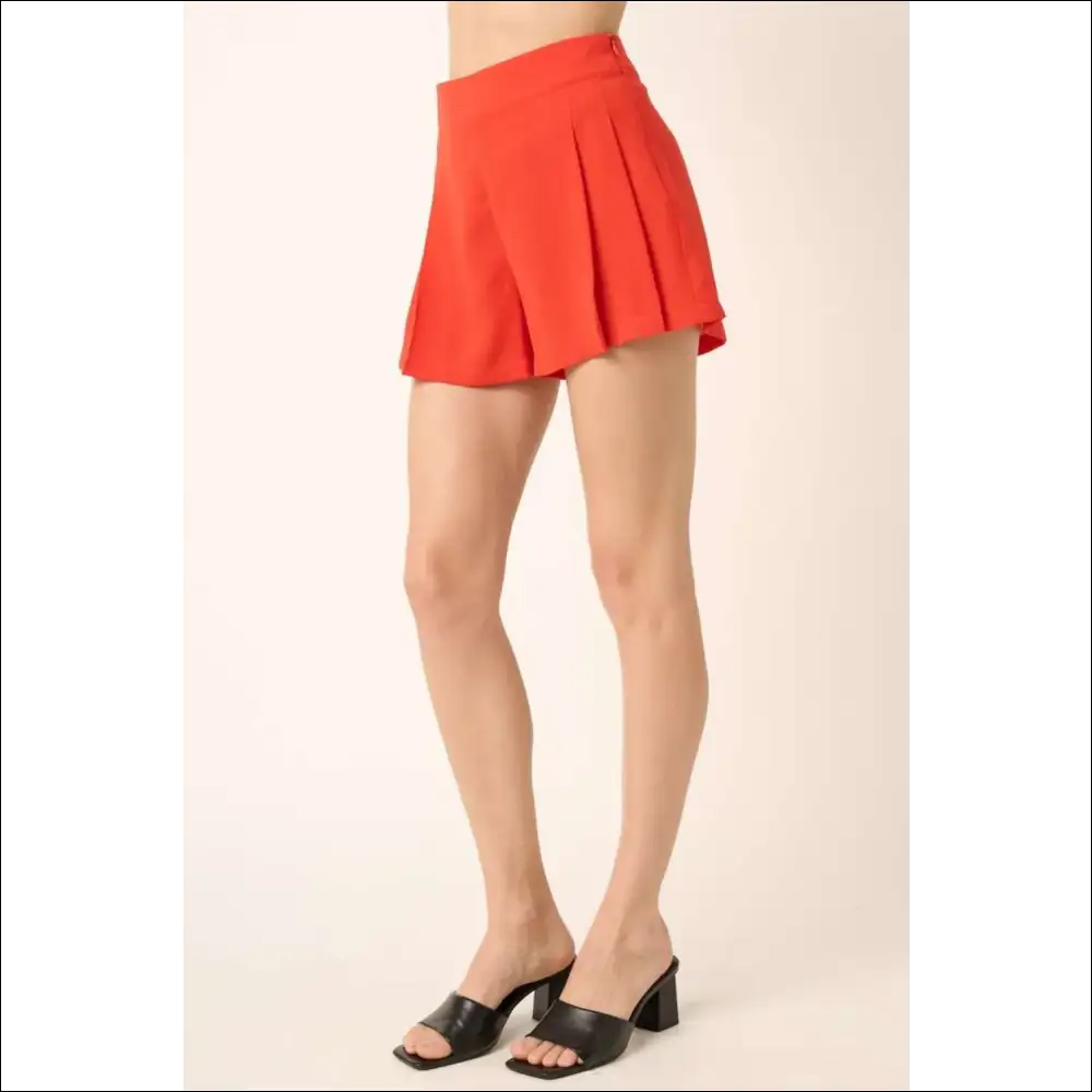 Chic Pleated Shorts with Side Zipper - on Sale Worldwide Shipping