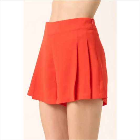 Chic Pleated Shorts with Side Zipper - Orange / s - on Sale Worldwide Shipping
