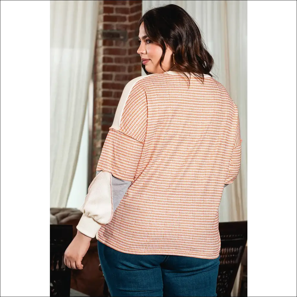 Chic Plus Size Color Block Round Neck Sweatshirt - Sweatshirts & Hoodies on Sale Worldwide Shipping