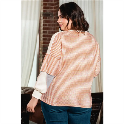Chic Plus Size Color Block Round Neck Sweatshirt - Sweatshirts & Hoodies on Sale Worldwide Shipping