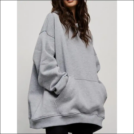 Chic Pocketed Dropped Shoulder Long Sleeve Hoodie - Gray / s - Hoodies Sweatshirts & on Sale Worldwide Shipping