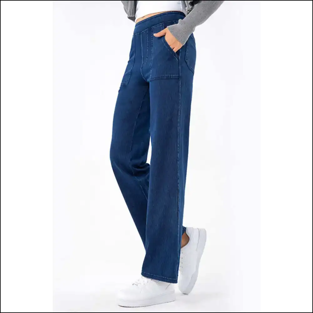 Chic Pocketed Long Jeans: where Comfort Meets Curvaceous Chaos! 👖💥 - Dark / 2xl - Jeans on Sale Worldwide Shipping