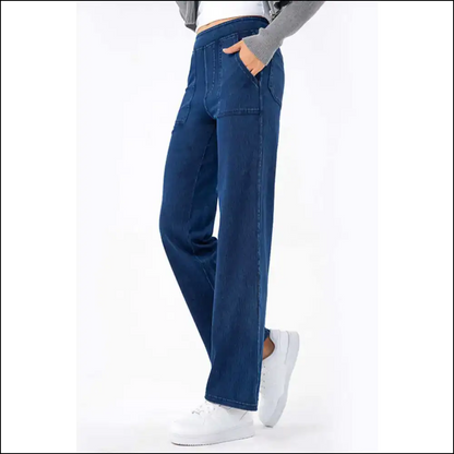 Chic Pocketed Long Jeans: where Comfort Meets Curvaceous Chaos! 👖💥 - Dark / 2xl - Jeans on Sale Worldwide Shipping