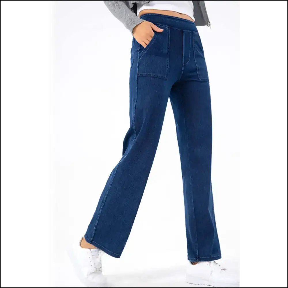 Chic Pocketed Long Jeans: where Comfort Meets Curvaceous Chaos! 👖💥 - Jeans on Sale Worldwide Shipping