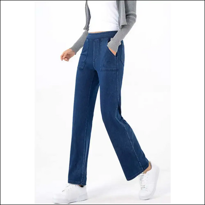Chic Pocketed Long Jeans: where Comfort Meets Curvaceous Chaos! 👖💥 - Jeans on Sale Worldwide Shipping