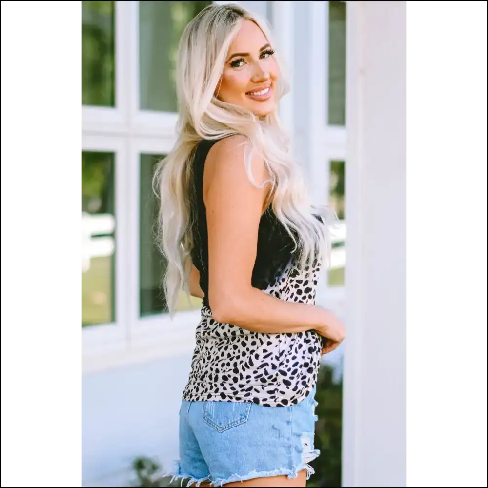 Chic Printed Notched Neck Tank - Tops on Sale Worldwide Shipping
