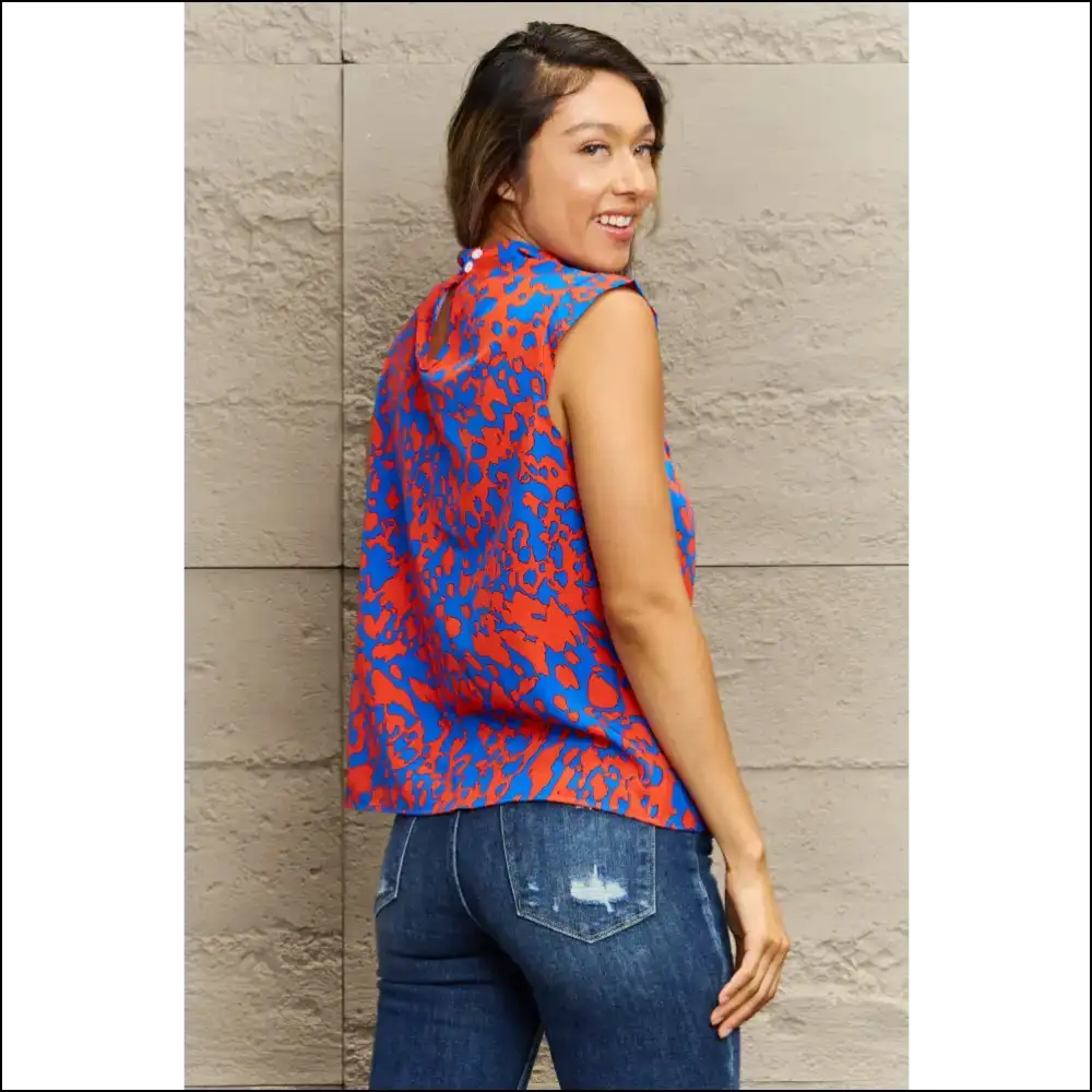 Chic Printed Round Neck Tank Top - Tops on Sale Worldwide Shipping