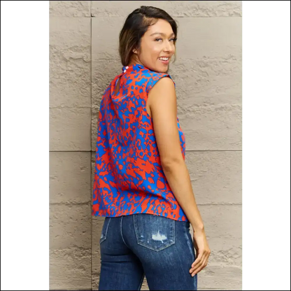 Chic Printed Round Neck Tank Top - Tops on Sale Worldwide Shipping