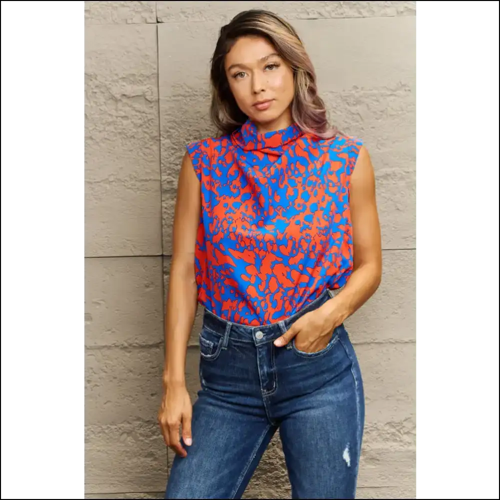 Chic Printed Round Neck Tank Top - Tops on Sale Worldwide Shipping