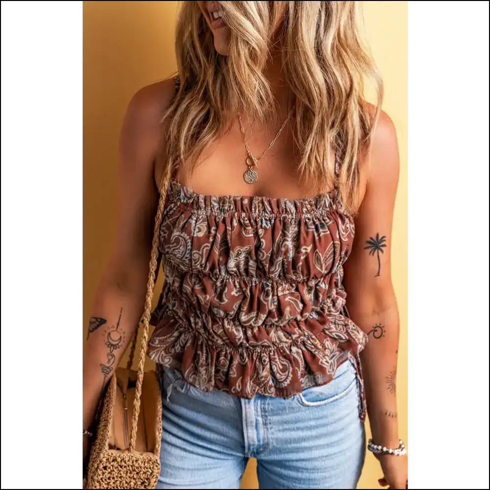 Chic Printed Square Neck Cami - Tank Tops on Sale Worldwide Shipping
