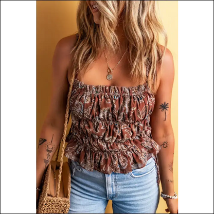 Chic Printed Square Neck Cami - Tank Tops on Sale Worldwide Shipping