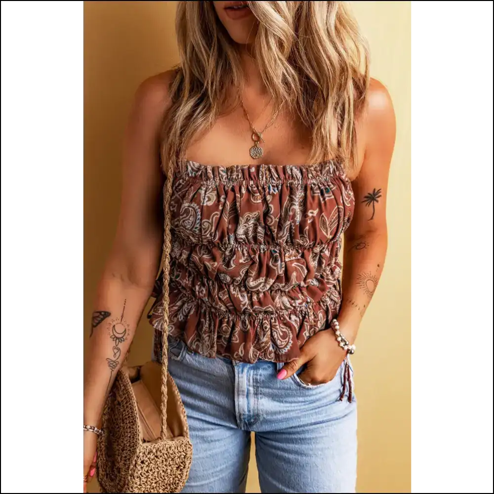 Chic Printed Square Neck Cami - Tank Tops on Sale Worldwide Shipping