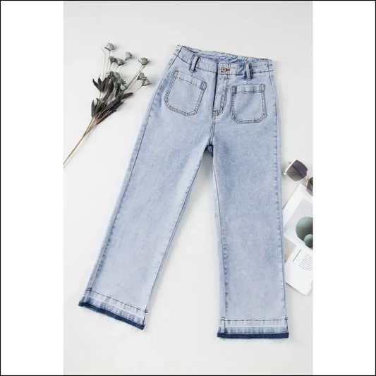 Chic Raw Hem Jeans: Because Flirting with Fashion is Always in Style! 😉✨ - Light / 8 - Jeans on Sale Worldwide Shipping