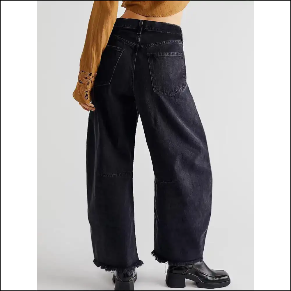 Chic Raw Hem Wide Leg Jeans: for when you Want Freedom and Fun! - Black / s - Jeans on Sale Worldwide Shipping