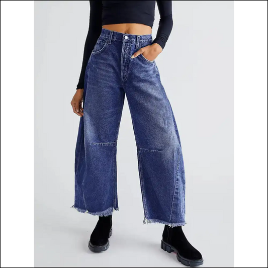 Chic Raw Hem Wide Leg Jeans: for when you Want Freedom and Fun! - Blue / s - Jeans on Sale Worldwide Shipping