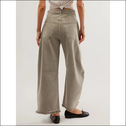 Chic Raw Hem Wide Leg Jeans: for when you Want Freedom and Fun! - Ivory / s - Jeans on Sale Worldwide Shipping