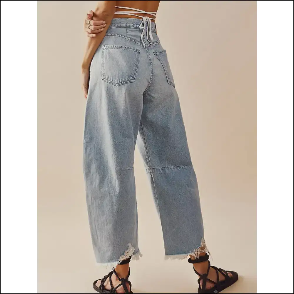 Chic Raw Hem Wide Leg Jeans: for when you Want Freedom and Fun! - Mist Blue / s - Jeans on Sale Worldwide Shipping