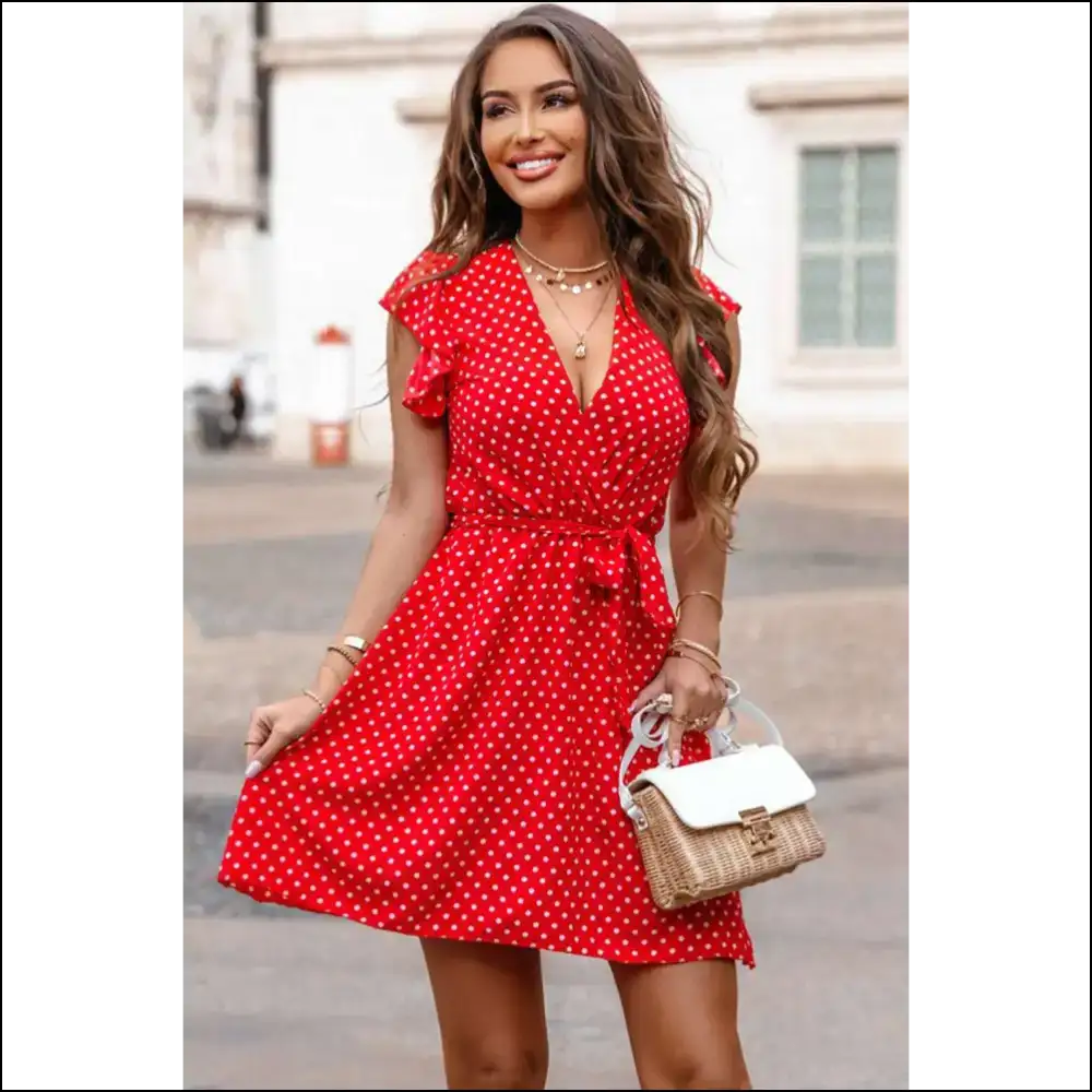 Chic Red Polka Dot Ruffle Dress: Dangerously Adorable 😈 - Short Dresses on Sale Worldwide Shipping