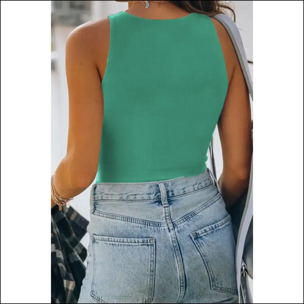 Chic Ribbed Round Neck Cropped Tank - Tops on Sale Worldwide Shipping