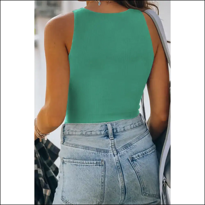 Chic Ribbed Round Neck Cropped Tank - Tops on Sale Worldwide Shipping