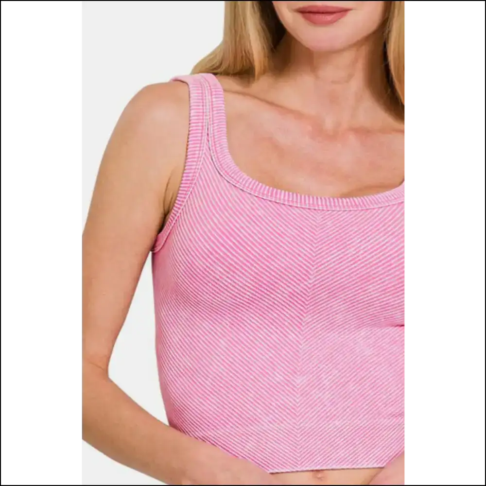 Chic Ribbed Scoop Neck Tank Top - Tops on Sale Worldwide Shipping