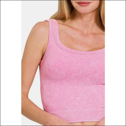 Chic Ribbed Scoop Neck Tank Top - Tops on Sale Worldwide Shipping