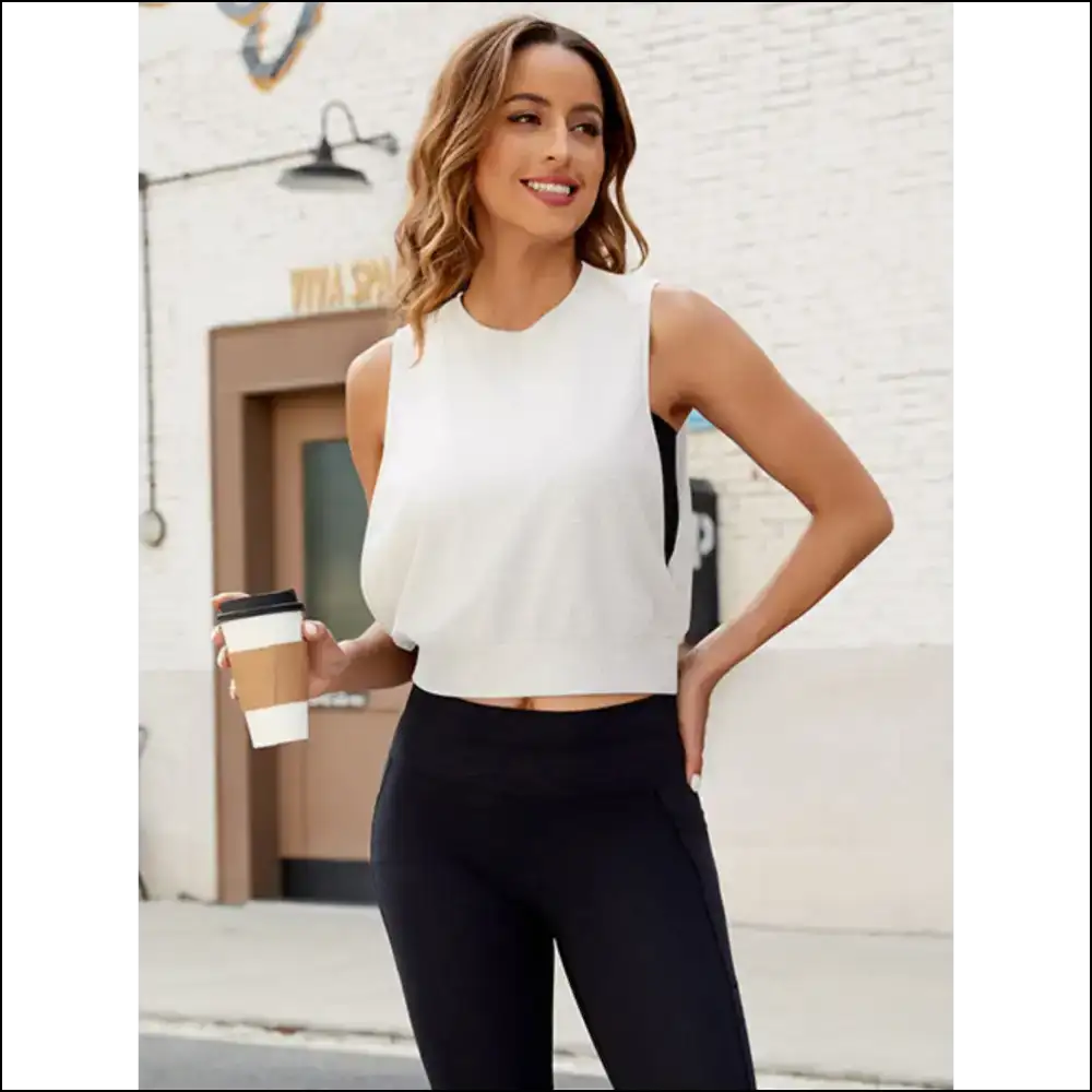 Chic Round Neck Crop Tank - Flirty & Fashionable - Tops on Sale Worldwide Shipping