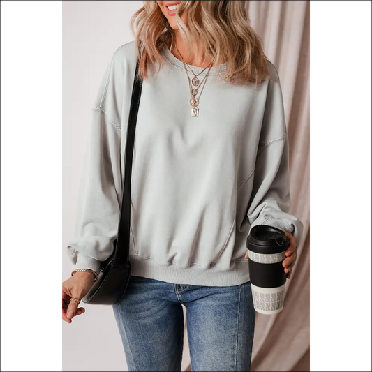 Chic Round Neck Long Sleeve Sweatshirt - Gray / s - Sweatshirts & Hoodies on Sale Worldwide Shipping