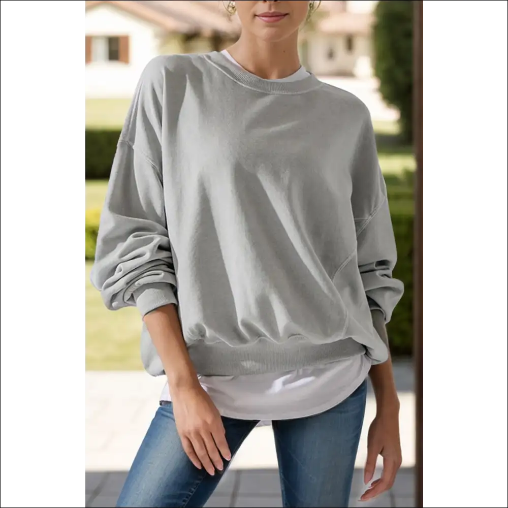Chic Round Neck Long Sleeve Sweatshirt - Sweatshirts & Hoodies on Sale Worldwide Shipping