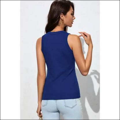 Chic Round Neck Sleeveless Tank Top - Tops on Sale Worldwide Shipping