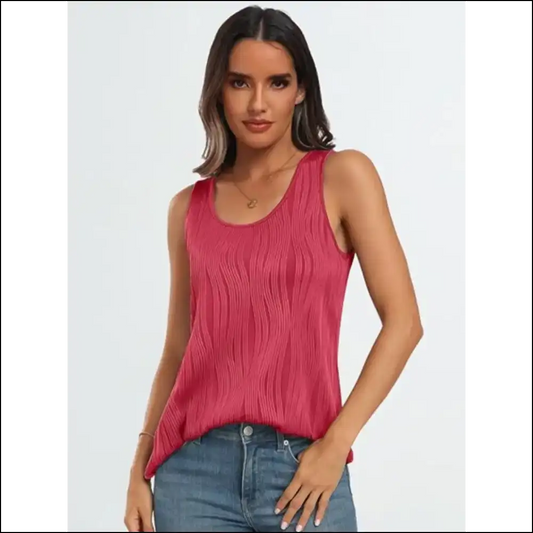 Chic Round Neck Tank: Because Basic is just too for Needful Things! 😜 - Strawberry / s - Tank Tops on Sale Worldwide Shipping