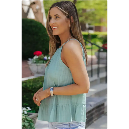 Chic Round Neck Tied Peplum Cami - Tank Tops on Sale Worldwide Shipping
