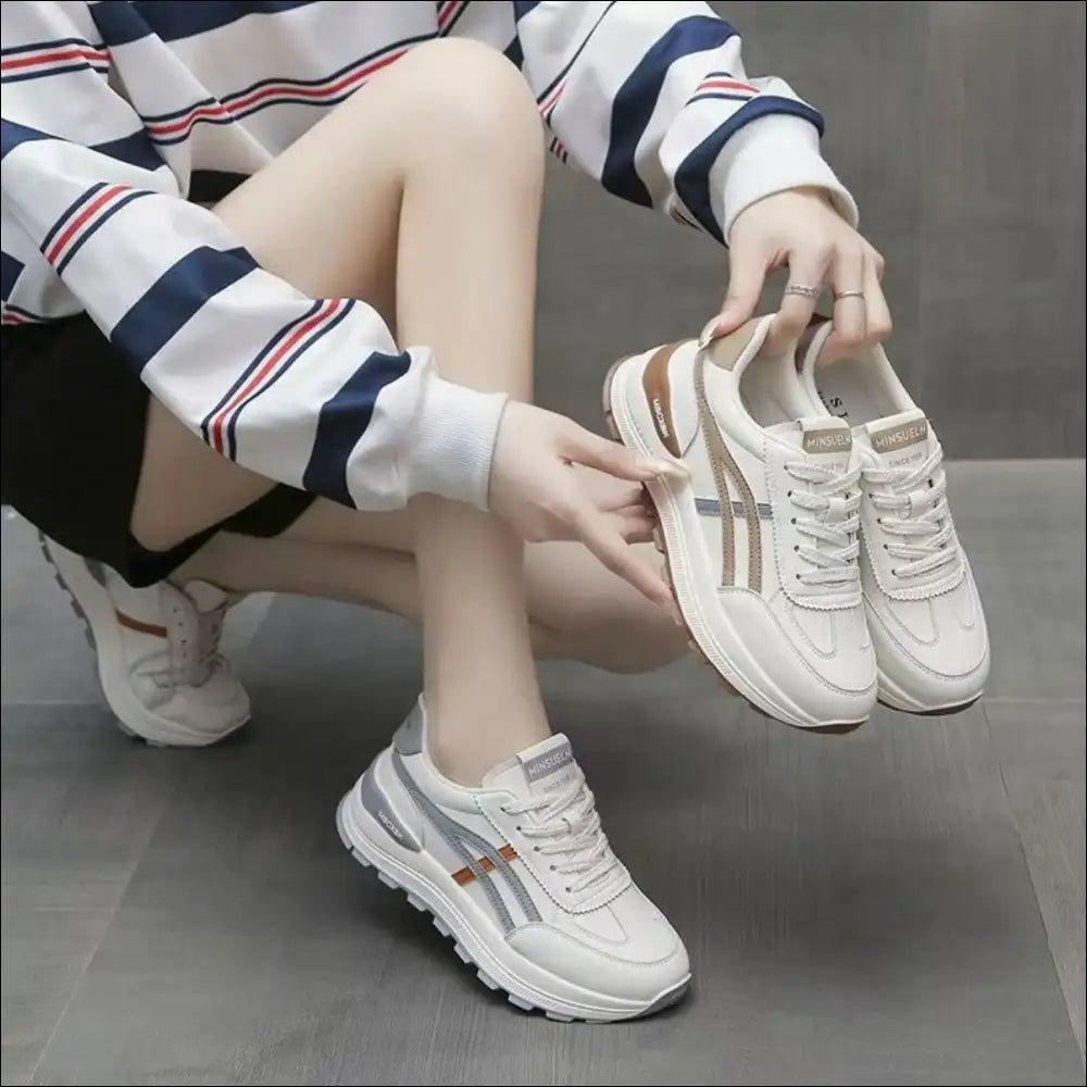 Chic Round Toe Lace-up Athletic Shoes for Women - Khaki / 40(us9) - on Sale Worldwide Shipping