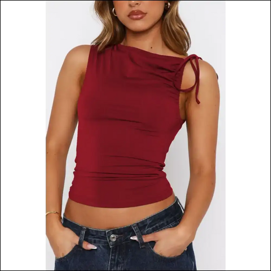 Chic Ruched Tied Tank: where Flirty Meets Fashion with a Side of Sass! 😜 - Red / s - Tank Tops on Sale Worldwide Shipping