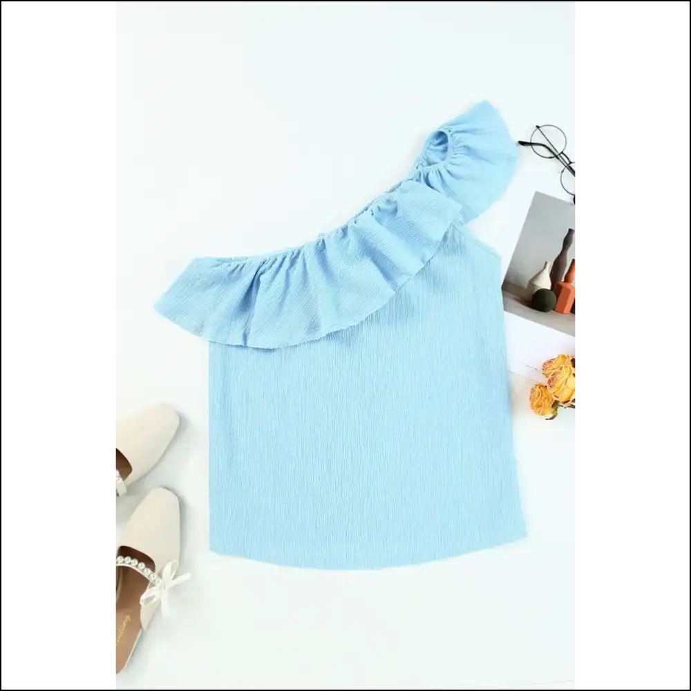 Chic Ruffled One-shoulder Tank - Tops on Sale Worldwide Shipping
