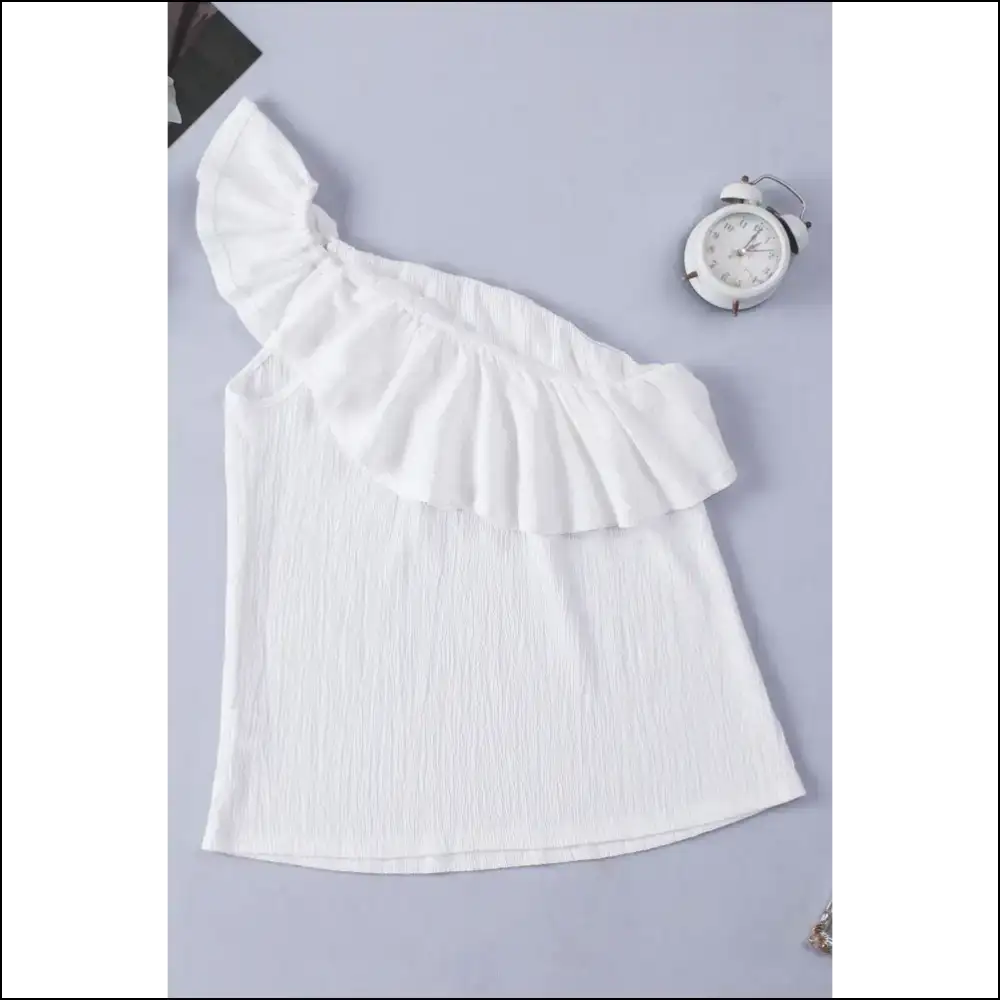 Chic Ruffled One-shoulder Tank - Tops on Sale Worldwide Shipping