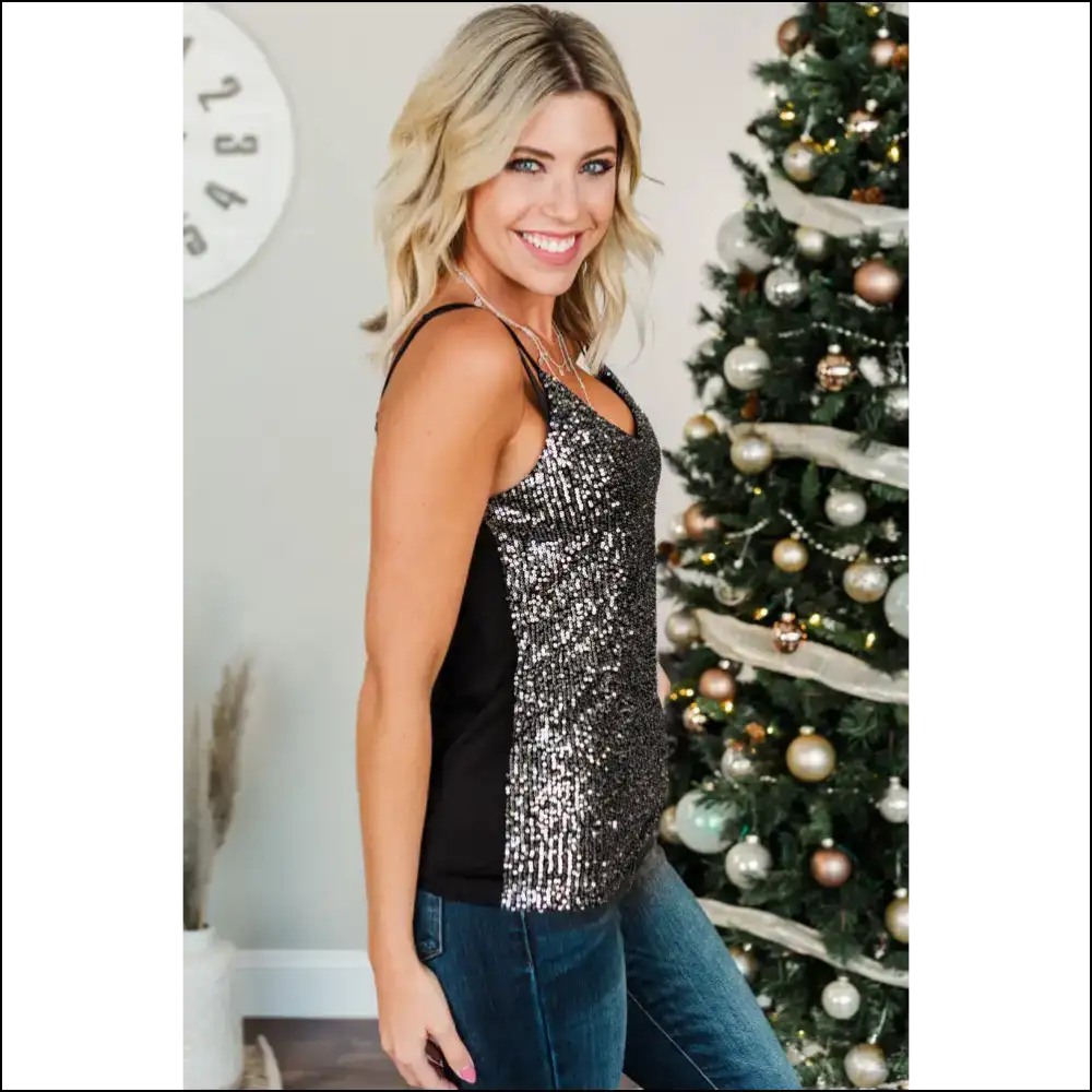 Chic Sequin Cami Top for Women - Tank Tops on Sale Worldwide Shipping