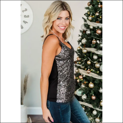 Chic Sequin Cami Top for Women - Tank Tops on Sale Worldwide Shipping