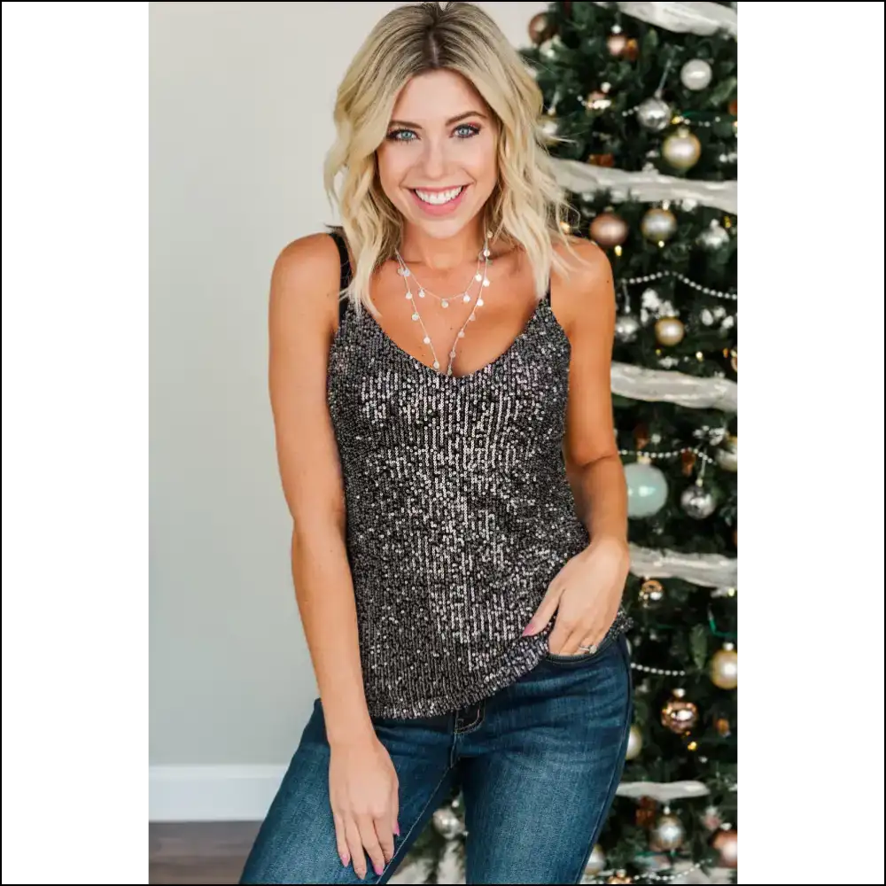 Chic Sequin Cami Top for Women - Tank Tops on Sale Worldwide Shipping