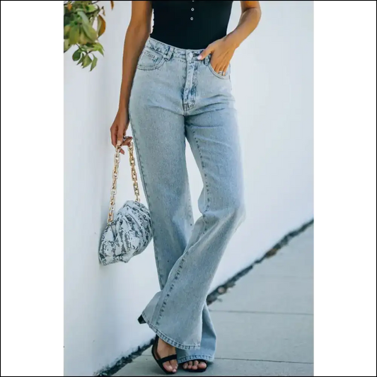 Chic Side Slit Jeans: your Pocket-savvy Style Sidekick Awaits! 😄👖 - Light Blue / s - Jeans on Sale Worldwide Shipping