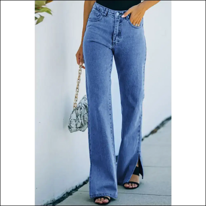 Chic Side Slit Jeans: your Pocket-savvy Style Sidekick Awaits! 😄👖 - Blue / s - Jeans on Sale Worldwide Shipping