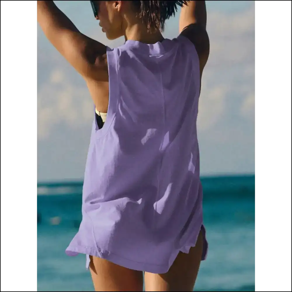 Chic Side Slit V-neck Tank Top - Tops on Sale Worldwide Shipping