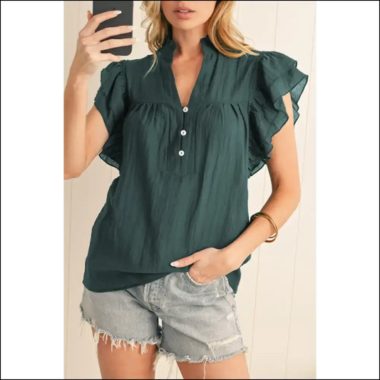 Chic Skobeloff Ruffle v Neck: your New Bff (blouse Friend Forever) 😜 - s - Blouses on Sale Worldwide Shipping
