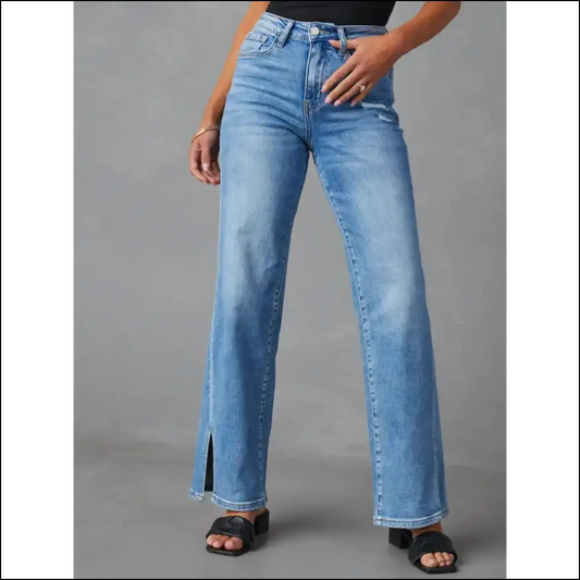 Chic Slit Buttoned Jeans: Because who Needs Privacy in Fashion? 😏 - Medium / m - Jeans on Sale Worldwide Shipping
